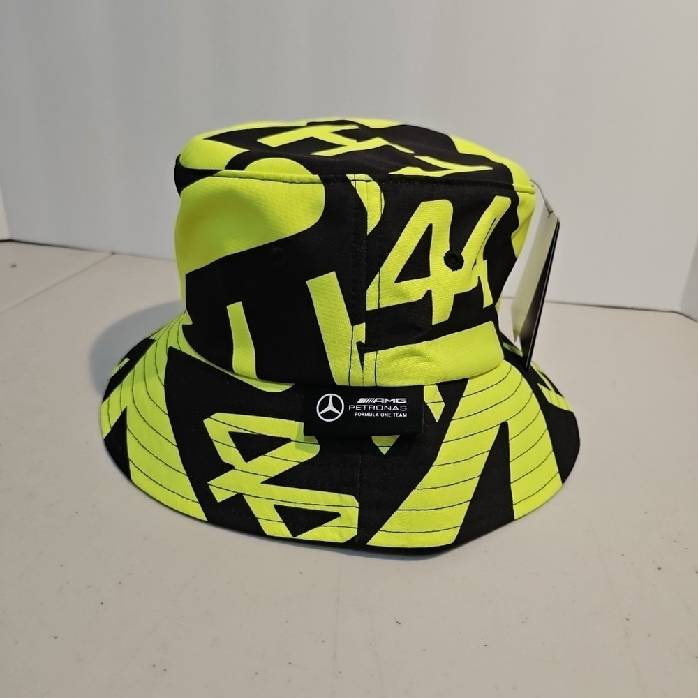 Lewis Hamilton Mercedes-AMG Petronas F1 Team Bucket Hat - Neon Green Black